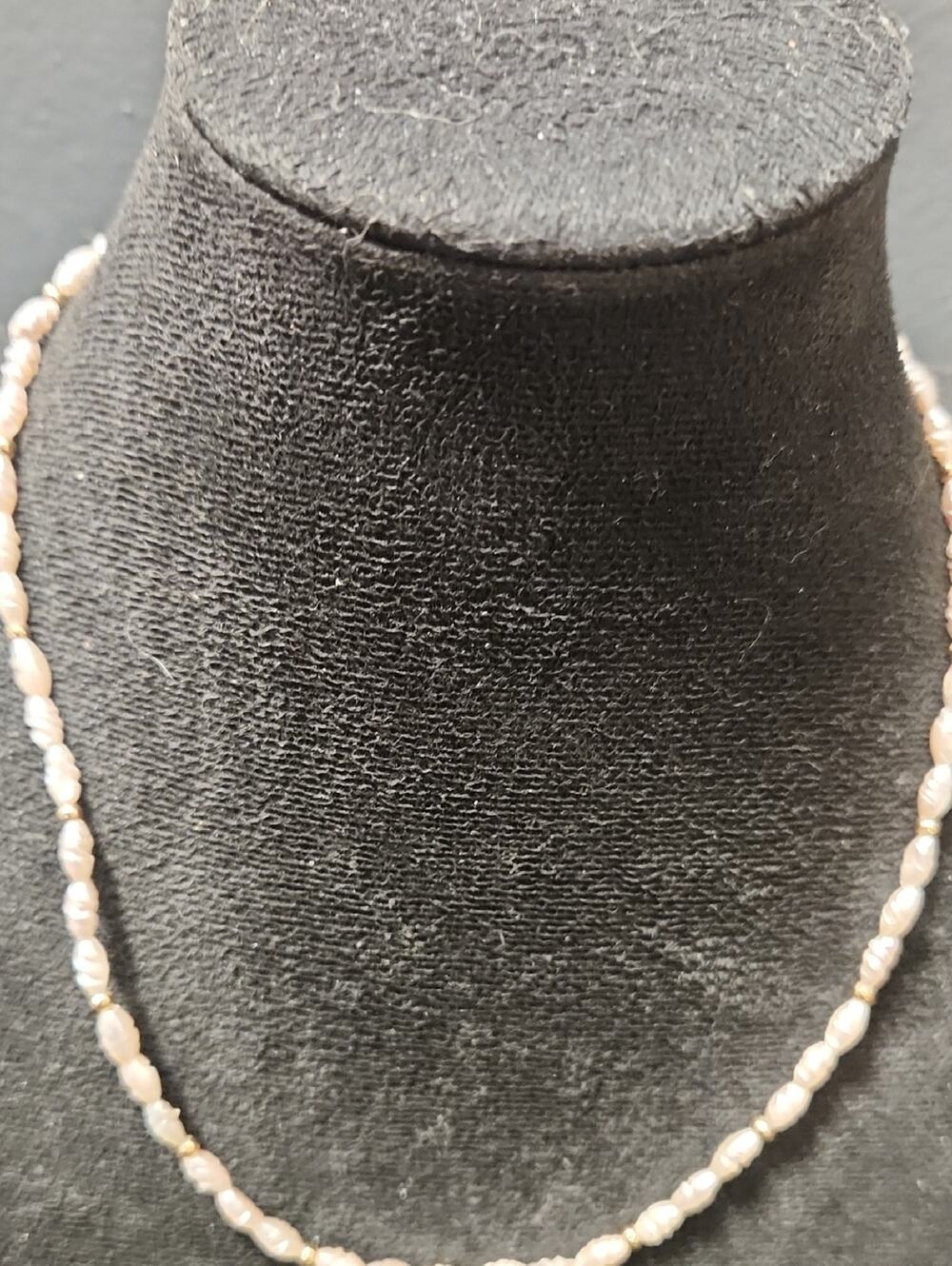 Vintage Pink Freshwater Pearl Necklace with Gold Accents
